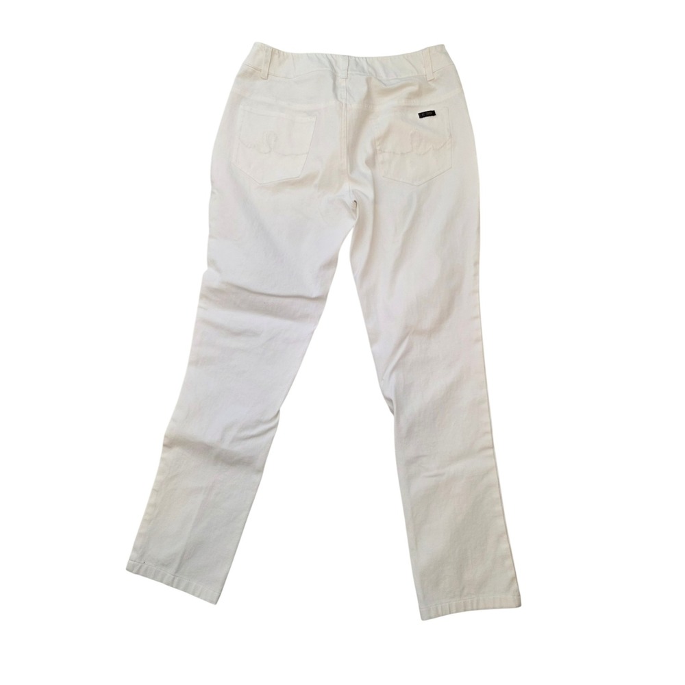 E39 By Eric Womens White Straight Leg Stretch Denim Jeans Size 8 Mid Rise